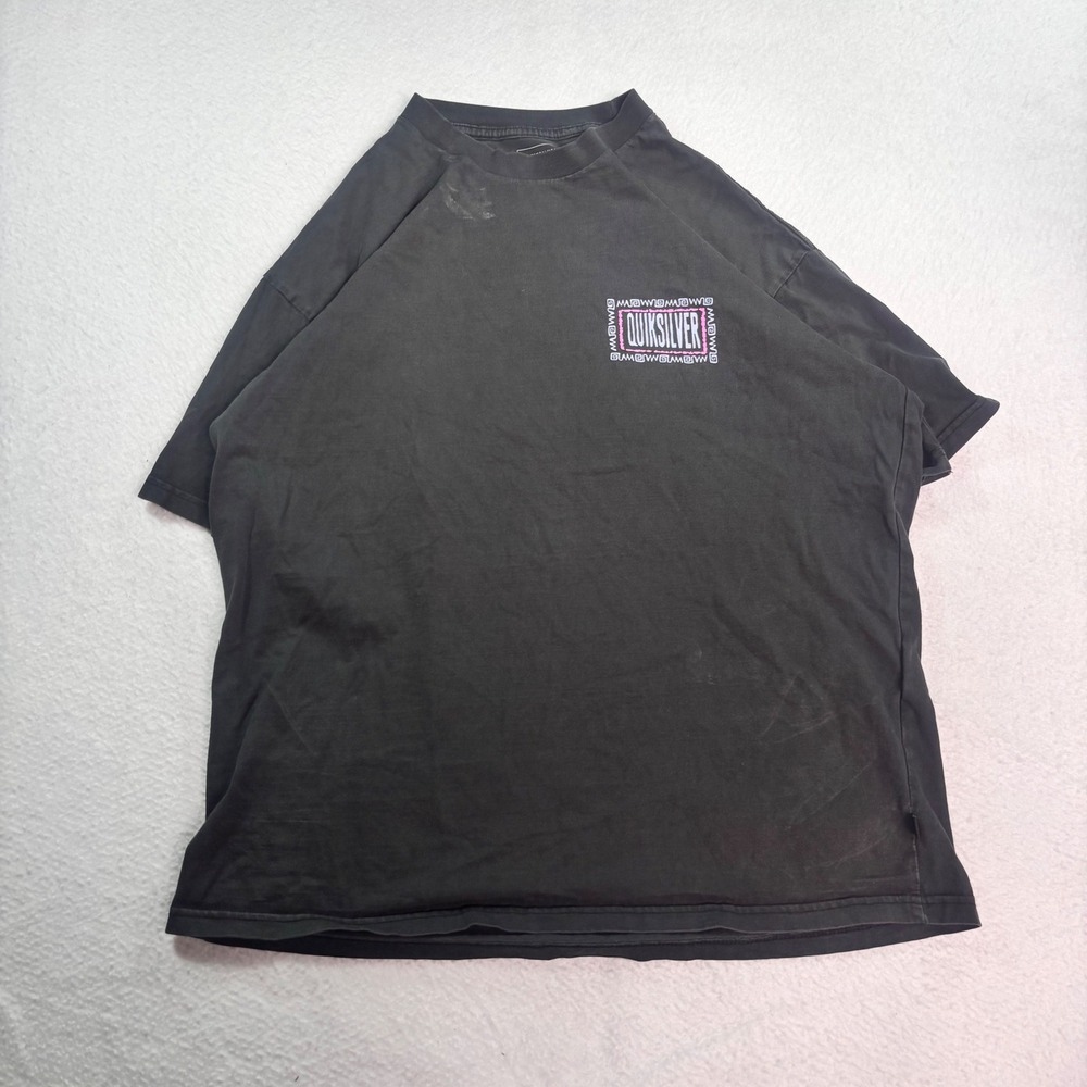 Quiksilver Graphic T Shirt Mens Medium Black Surf Skate Oversized Fit